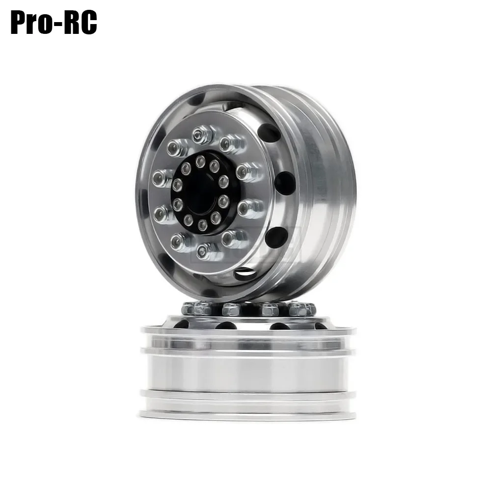 RC 자동차 1:14 타미야 트랙터 트레일러 트럭 용 1 쌍 전면 비드 락 베어링 육각 알루미늄 합금 휠 림 허브