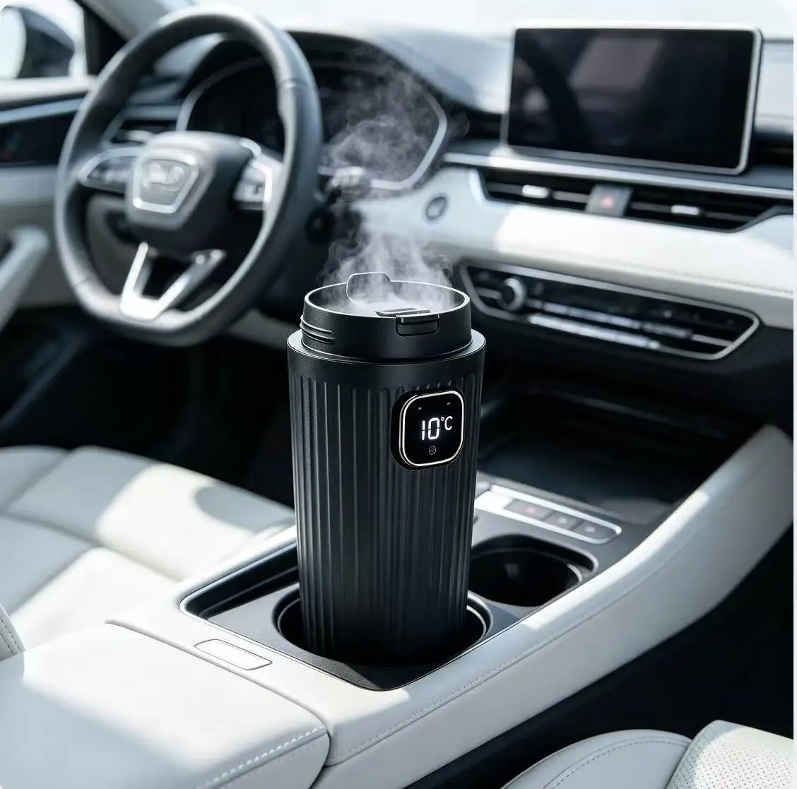 Humidificador Portátil para Auto con Difusor de Niebla Ultrasónico Digital, Ambientador para Vehículo, Oficina y Dormitorio, Funcionamiento Silencioso