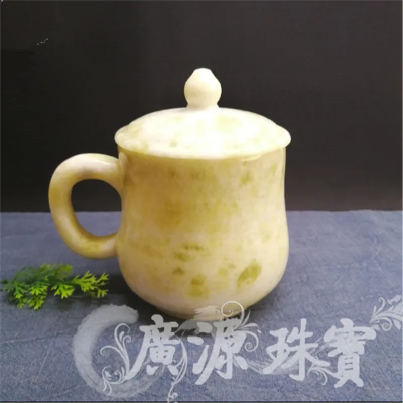 Natural Jade Teacup Magnetic Stone Insulated Mug With Handle And Lid Health Gongfu Teaware Coffee Mugs Jades Cups