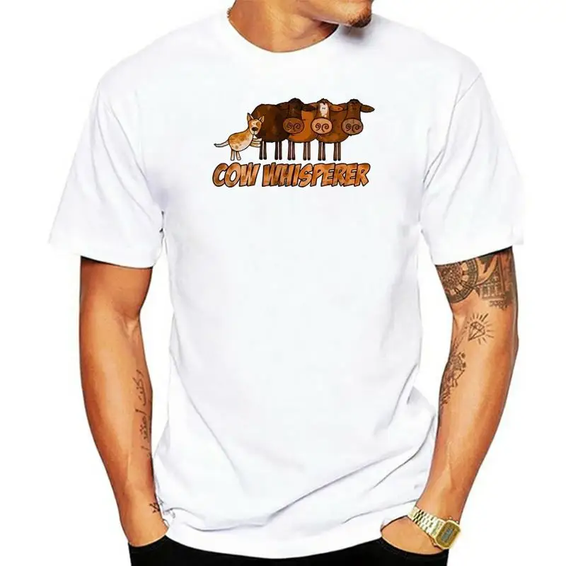 New 2023 Fashion Graphic O-Neck Cow Whisperer Red Heeler Short-Sleeve Mens T Shirts