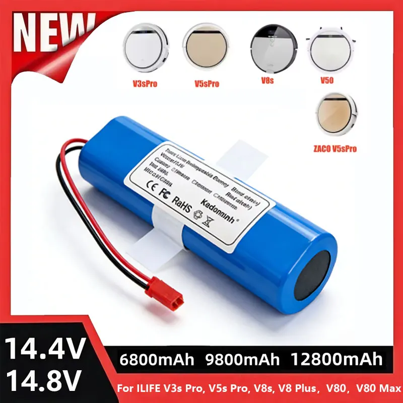 

6.8Ah New lithium battery For Ilife Zaco V3s V5s V8s Ecovacs DF45 DF43 V3 X3 V50 V55 V5Lpro 14.4V Robot Vacuum Cleaner parts