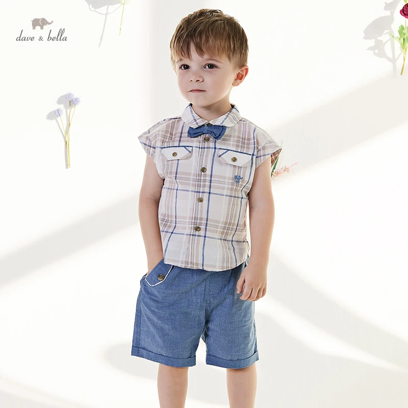 

Dave Bella Kids Clothes Boys Set Khaki Plaid Shirt Shorts Kids Outfits Baby Boy Clothes Set Toddler Spring Summer Suit DB2221634