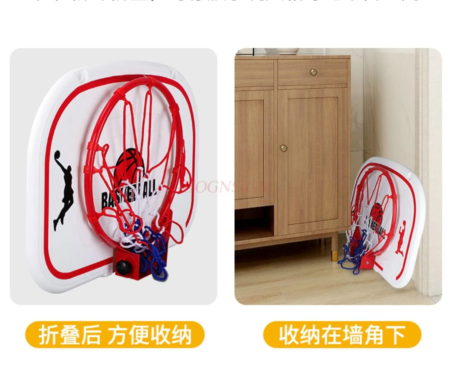 Opvouwbaar kinderbasketbalbord, geperforeerd hangend basketbalframe voor huishoudelijke adolescenten