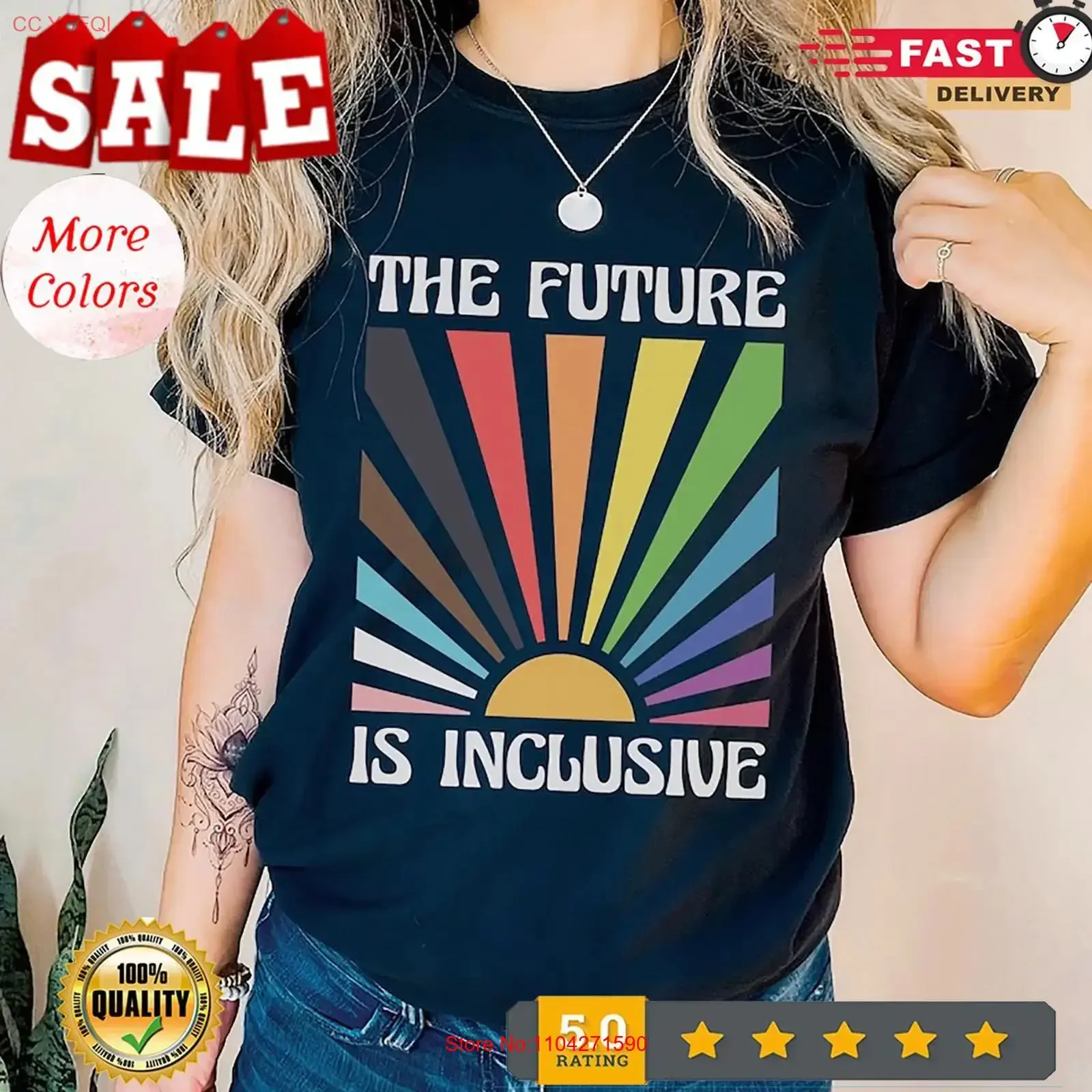 The Future is Inclusive T Shirt Rainbow Pride Trans Rights Top LGBTQ Gif vintage Washed designer clothes Stylish fashion Unisex