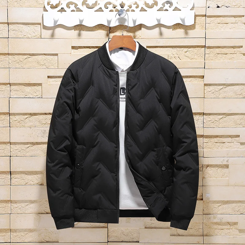 

Мужская зимняя куртка на белом утином пуху, теплая толстая ветрозащитная куртка-пуховик с воротником-стойкой, мужское пуховое пальто высокого качества