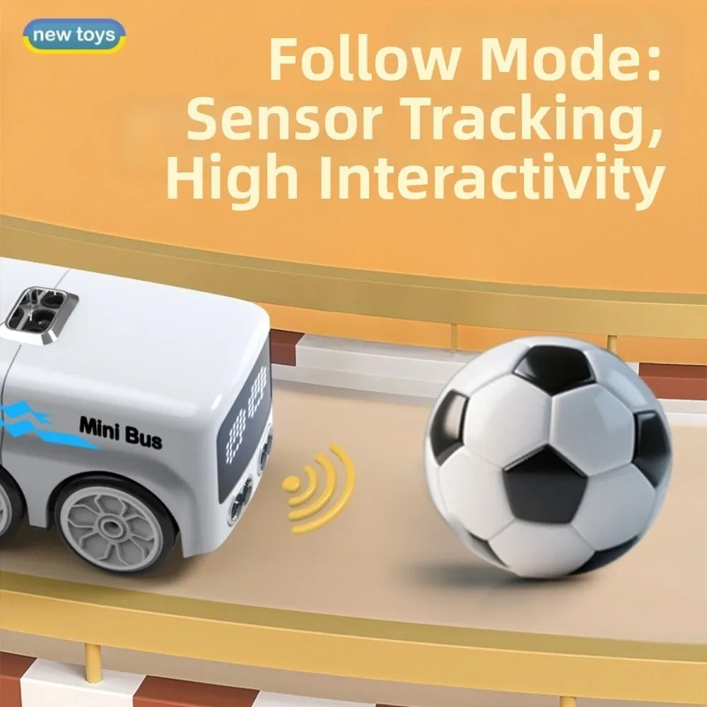 Rc-Controlled Magic Follows Line Car with 4 Play Modes with Auto Expressions Magic Mini Bus Rechargeable