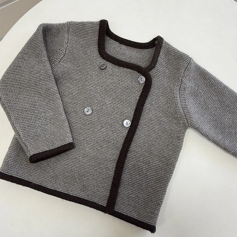 

Детские шерстяные свитера для мальчиков и девочек, милый вязаный кардиган, детская хлопковая верхняя одежда для малышей, верхняя одежда