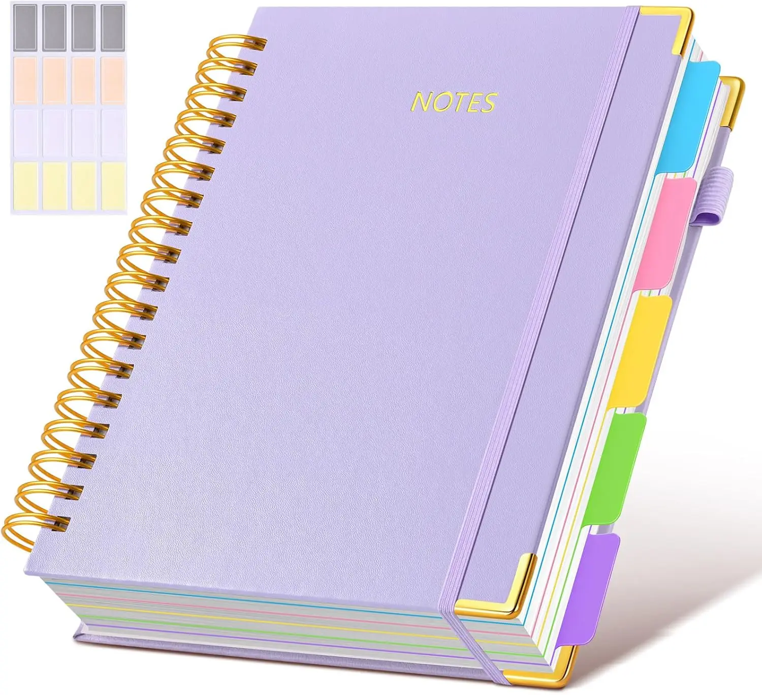 

Leather Hardcover Spiral Notebook with 300 Pages, 5 Subject College Ruled, 8x10 Large B5 for Work School Note Taking, Purple