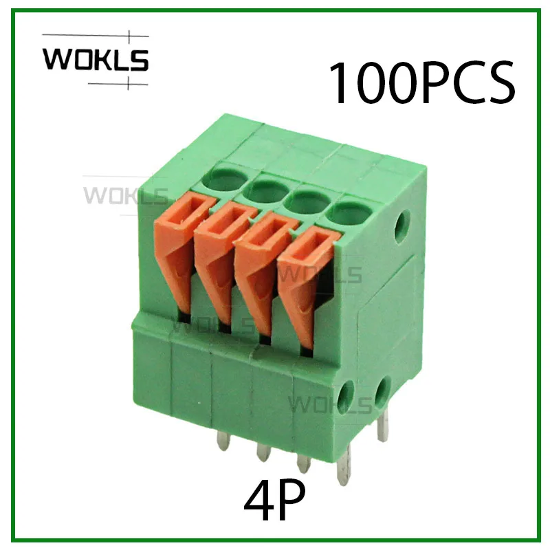 100PCS 4P 2.54mm Pitch Spring Screwless Terminal Block PCB Connector DG141V 2.54 4P FFKDSA1/V-2,54- 4P 1789595