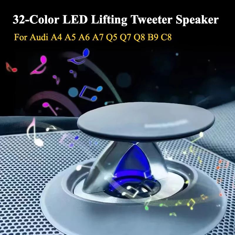 For Audi A4 A5 A6 A7 Q5 Q7 Q8 B9 C8 Lifting Tweeter Speaker 32-Color LED Electric Treble Horn Stylish Car Instrument Decoration