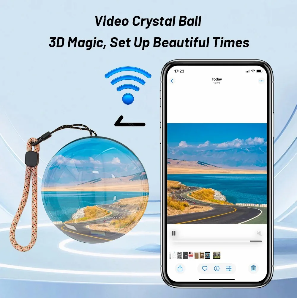 7CM 3D WiFi Upgraded Version Crystal Ball DIY Video Playback Display Electronic Ball Suitable for Display Family Friend Gifts