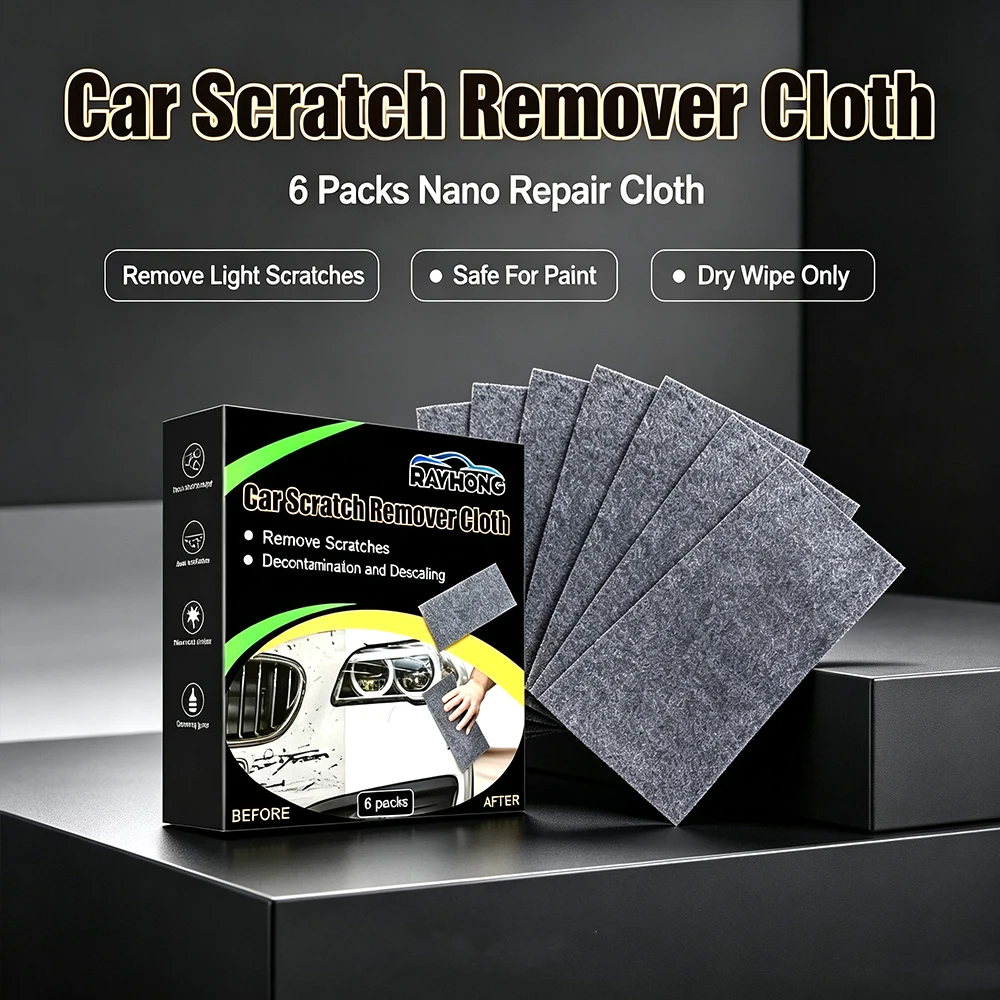 6 Stück Nano-Glanztücher für Autokratzer Multifunktionales Nano-Zaubertuch Kratzerentferner mit Kratzerreparatur und Wasserpolitur