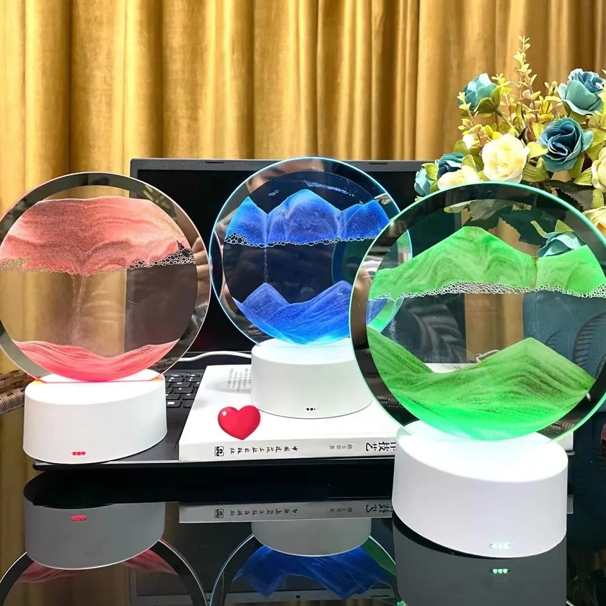 

3D Dynamic Flowing Sand Painting Luminous Personalized Home Decoration Item Funnel-shaped Tabletop Creative Piece