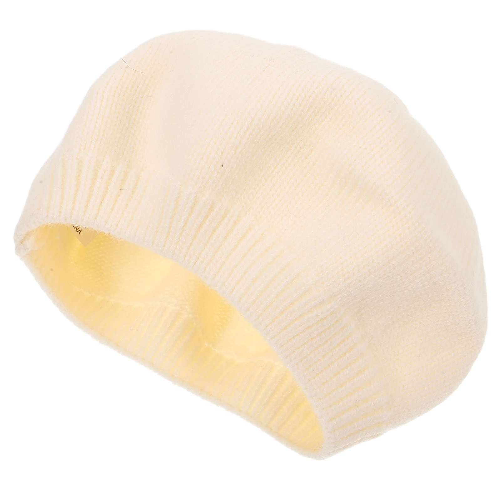 

Children Beret Decorative Hat Vintage Knitted Kids Cap 44 49cm Headwear Milk White Fashionable Winter Autumn Spring