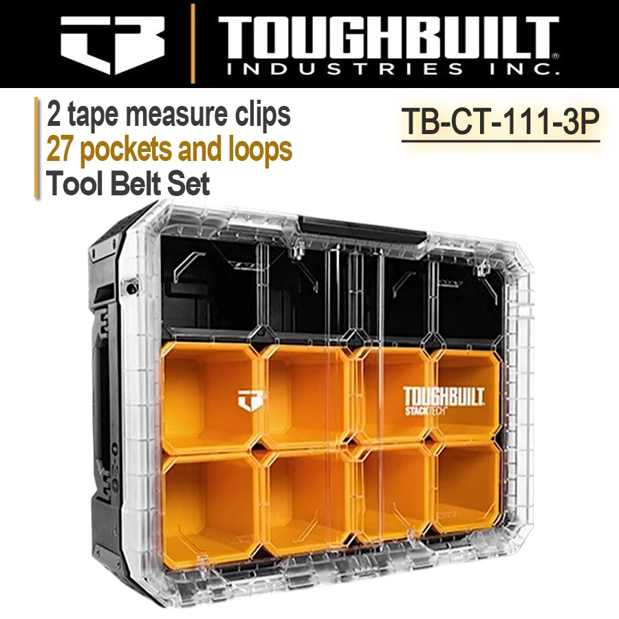 TOUGHBUILT TB-B1-O-30 11-Compartment Large Plastic Small Parts Organizer Includes 8 Deep Bins and 4 Dividers