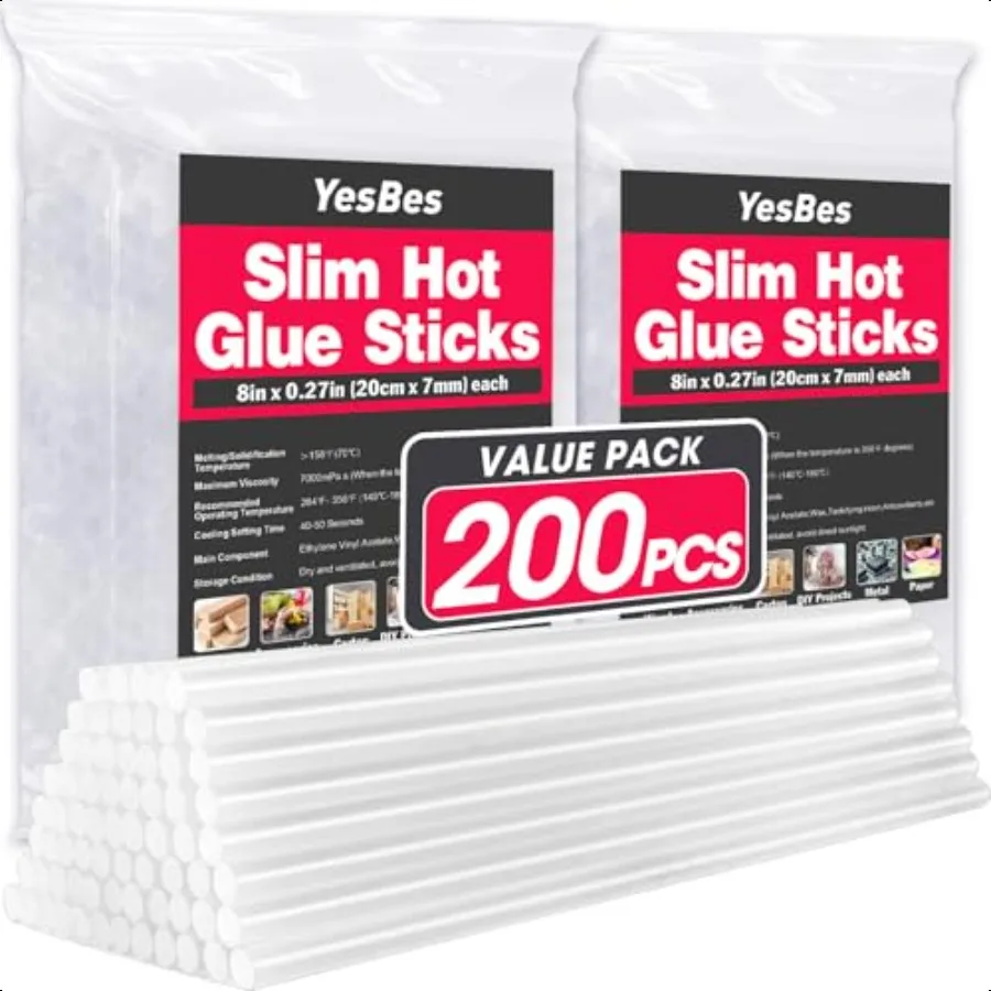 

200 PCS Hot Mini Glue Sticks 8 Long x 0.27 Diameter Glue Sticks for Glue Gun Perfect Fit for Mini Glue Guns Widely Used in Wood
