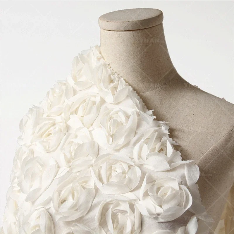 High Density 3D Embroidered Chiffon Fabric For Wedding Dresses Kids Clothing And Apparel Designer Fabric