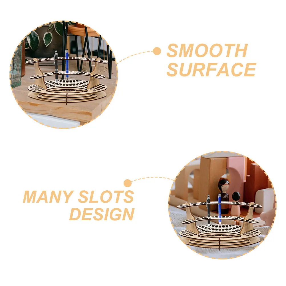2Pcs Wooden Pen Display Rack Desktop Organizer Multi Slot Storage Stand Compact Pencil Holder Office Study Pen Holder