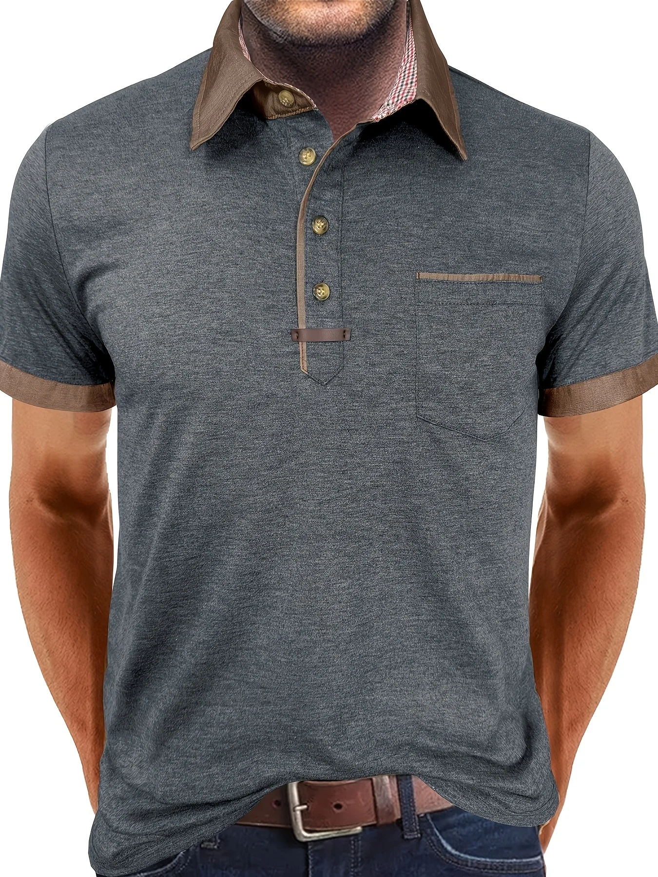 M-5XL Sommer Übergröße Herren Kurzarm-Poloshirt Einfarbig Lässiges Revers-Super-Übergrößen-T-Shirt Top