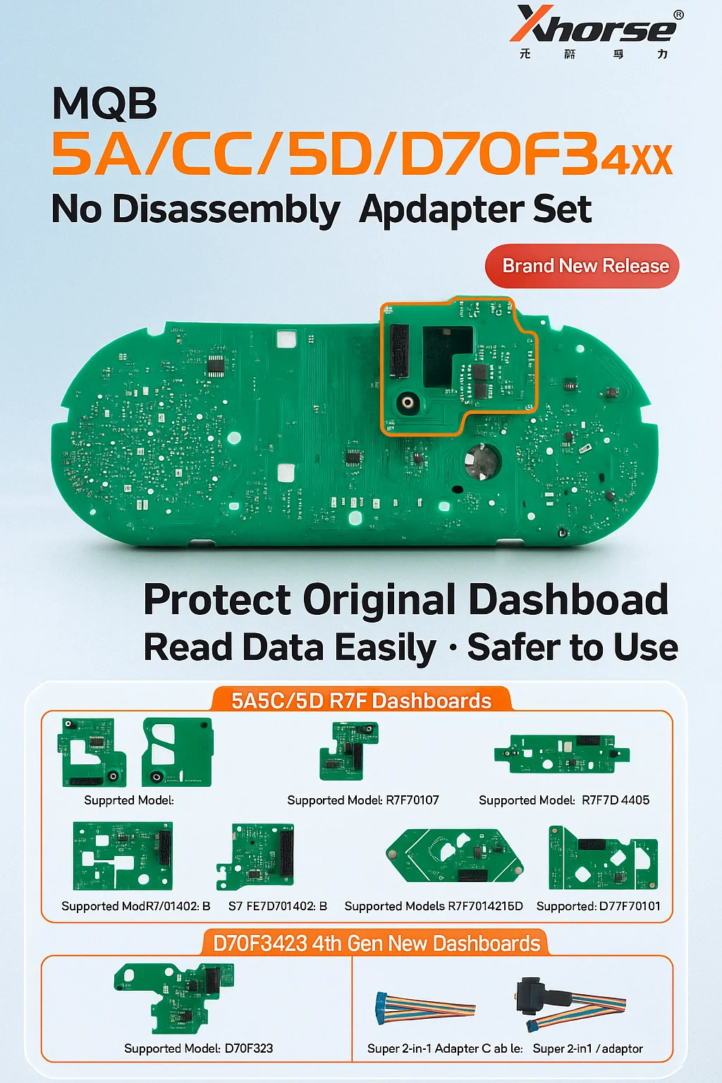Xhorse XDNPM5GL MQB 5A/5C/5D Solder-free Adapter Work With Key Tool Plus Pad And Multi Prog