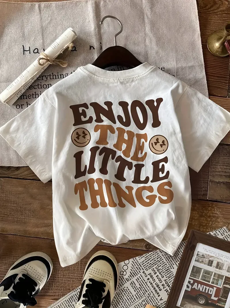 ENJOY The LITTLE THINGS Pattern Cotton T-shirt Women Men Alphabet Print Casual Tshirt Vintage Fashion Cloth es Harajuku Summer U