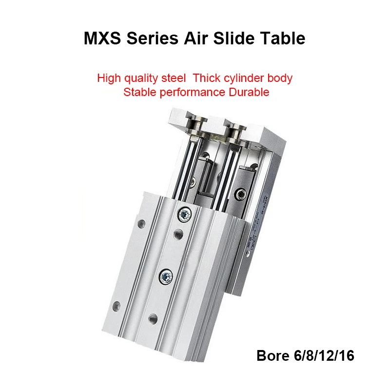 MXS Series Air Slide Table Bore Size 6/8/12/16/20/25 mm Stroke 10/20/30/40/50/75 mm High Precesion Slide Table Air Cylinders