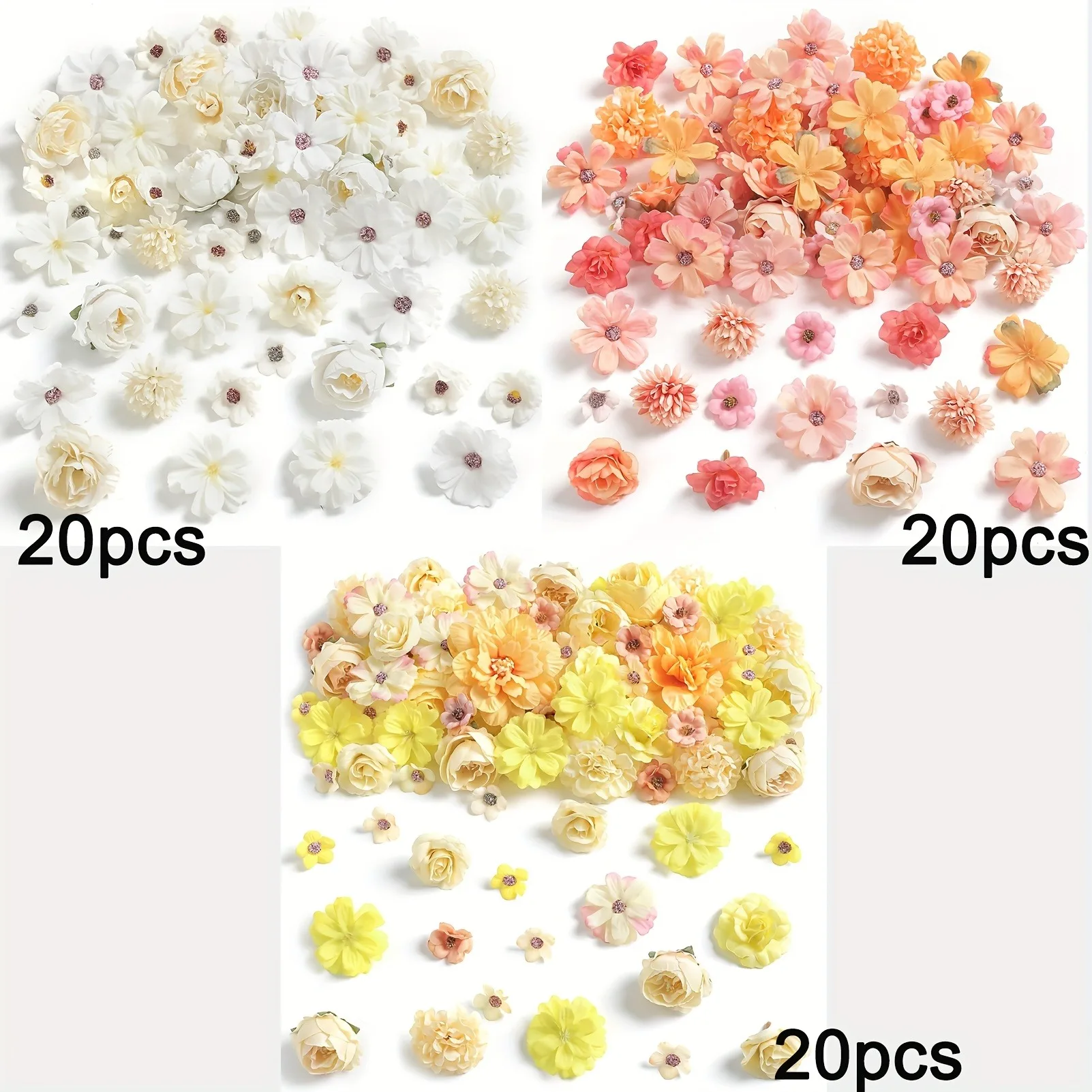 60 Stück künstliche Blumen Kopf Seide Rose gefälschte Blumen Home Decor Party Supplies Hochzeit Dekoration Handwerk Geschenke Kranz Zubehör – Detail 12