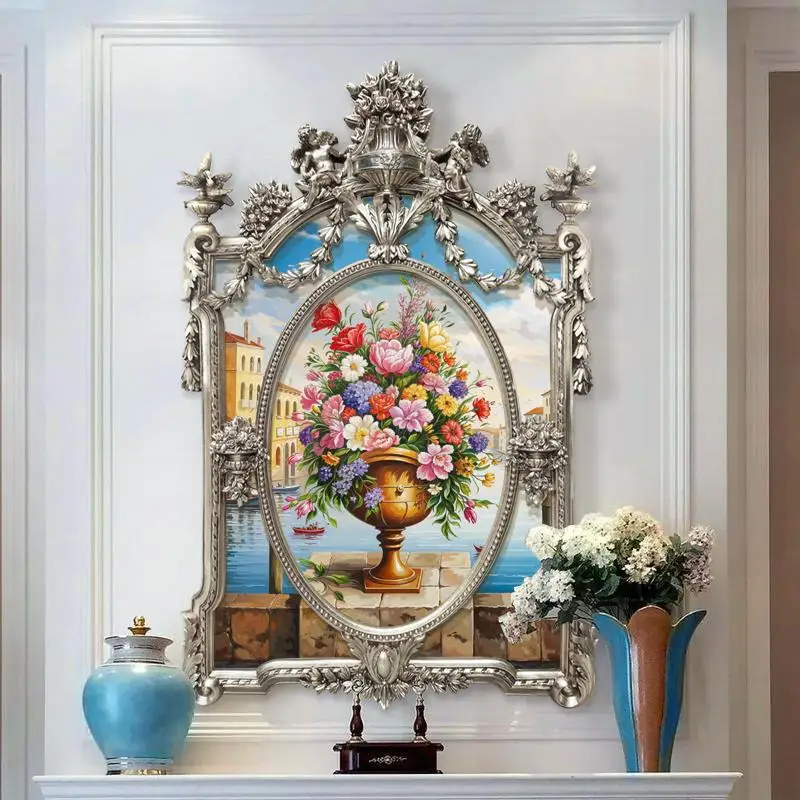 roses Oil painting Dafen Village French and European style Unique high-end outer frame corridor Bedroom hanging painting