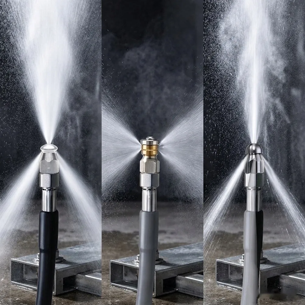 For Pressure Washer Compatible 1/4 IN Drain Cleaning Nozzle Set Stainless Steel Construction for Residential and Commercial Use 2