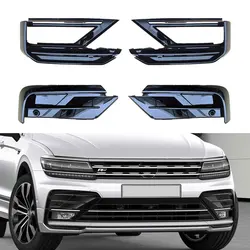 Amortecedor dianteiro do carro para VW Tiguan, R-Line, 2017, 2018, 2019, Moldura da lâmpada de névoa, superior, inferior, 5NA853666D, 5NA853665D