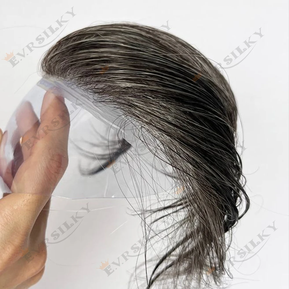 

Натуральная 0,02 мм Vloop, супер тонкая основа для кожи, плотность 80%, невидимая замена линии роста волос, светло-коричневый, серый, 1b30, мужские парики, парик