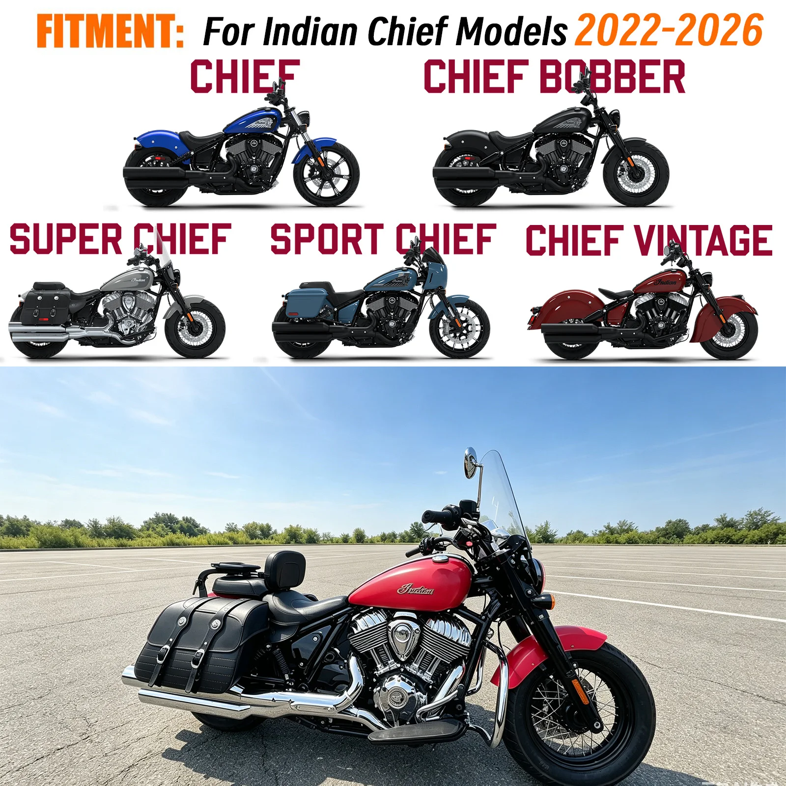 Motorcycle Backrest Driver Sissybar For Indian Chief Bobber Dark Horse Super Chief Limited Vintage 2022-2026 Passenger Sissy Bar