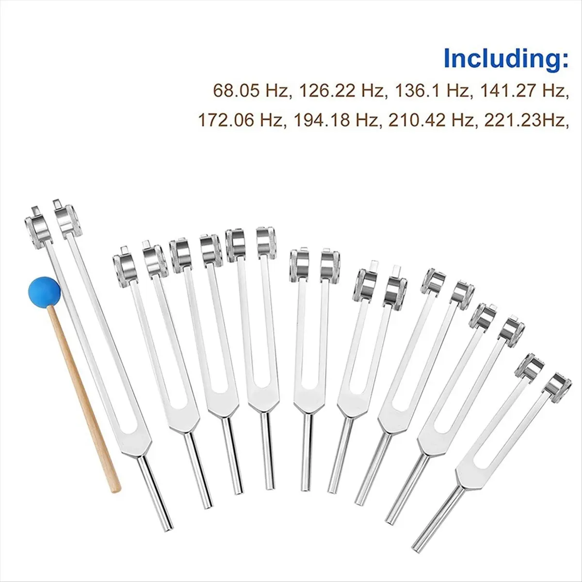 

A50U Aluminum Alloy Chakra Tuning Forks Set with Hammers for Healing, Sound Therapy, Meditation, Yoga Silver