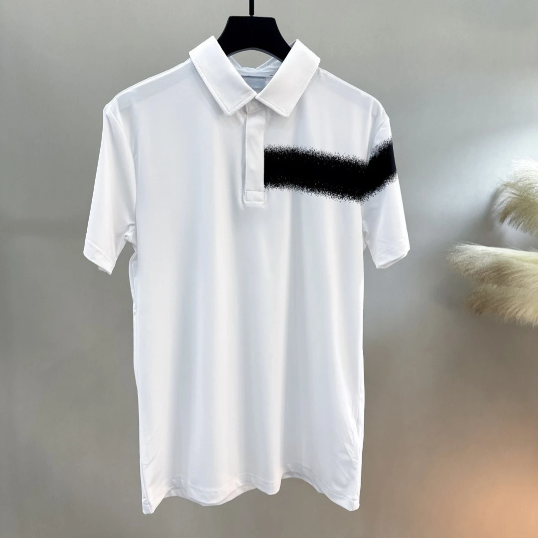 Men's Golf Polo Shirt 2026 Fall New Korean Style Short Sleeve Color Block Quick Dry Breathable Polyester Spandex Casual Outdoor
