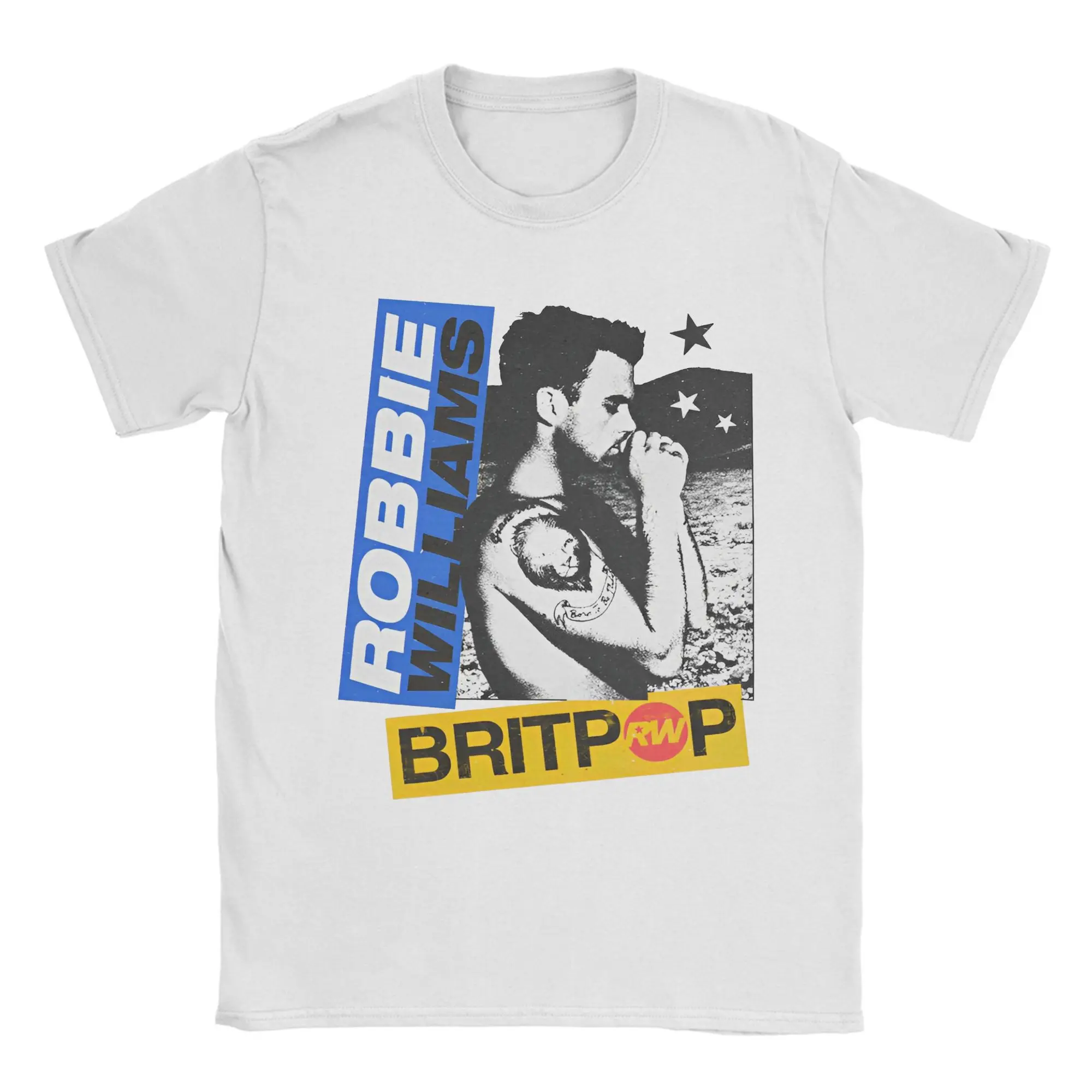 

Robbie Williams Britpop Tour 2025 T-Shirt Men Round Collar 100% Cotton T Shirts Short Sleeve Tee Shirt Birthday Present Clothes