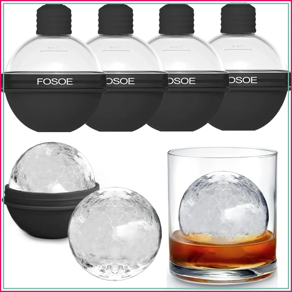 Set of 4 Silicone Ice Ball Molds for Whiskey, Cocktails, and Drinks with Lids — купить у AliExpress WW
