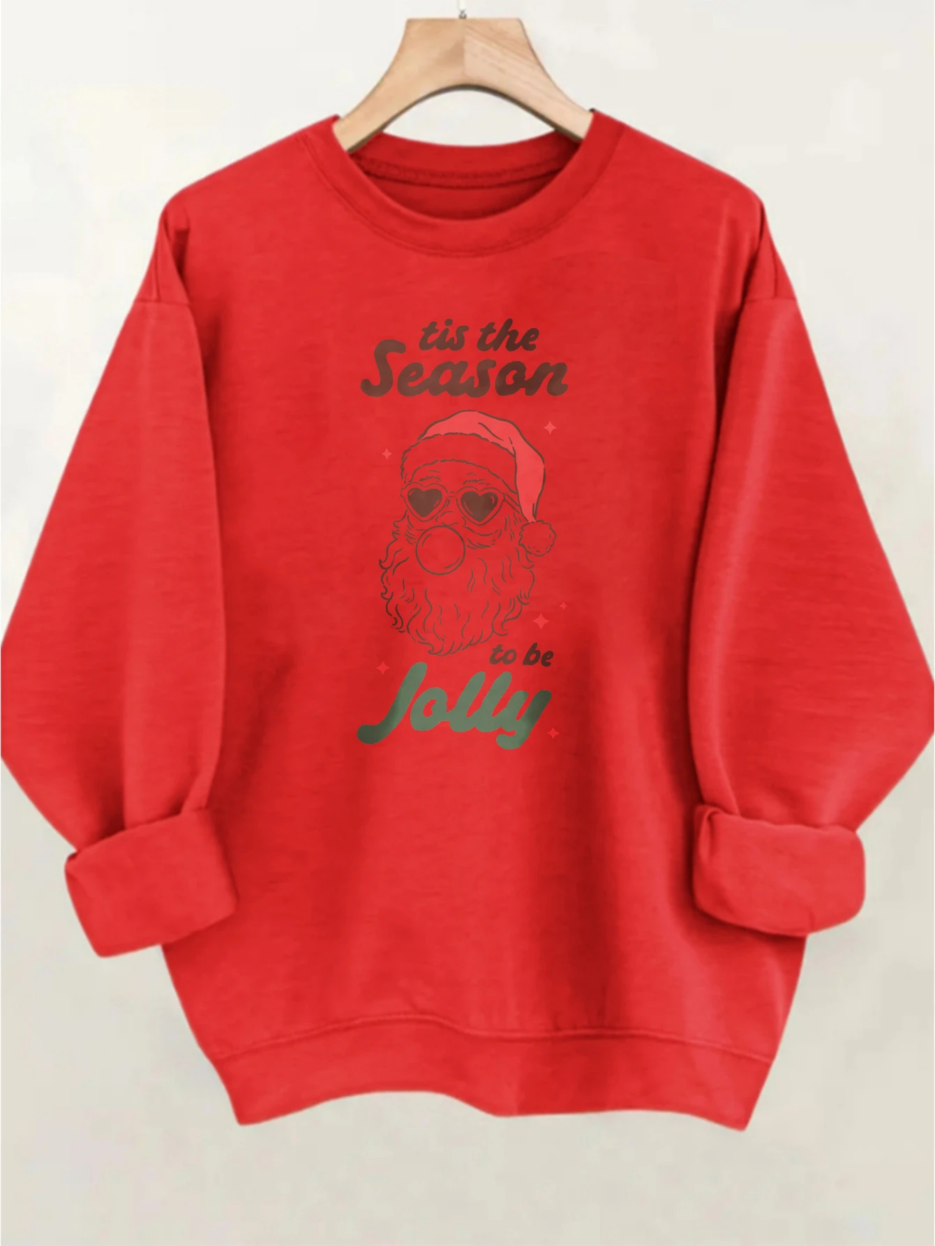 クリスマス 快適な赤と緑のプルオーバー ラウンドネック ルーズフィット 暖かいコットン 男女兼用 – レトロなアメリカンクリスマススタイル