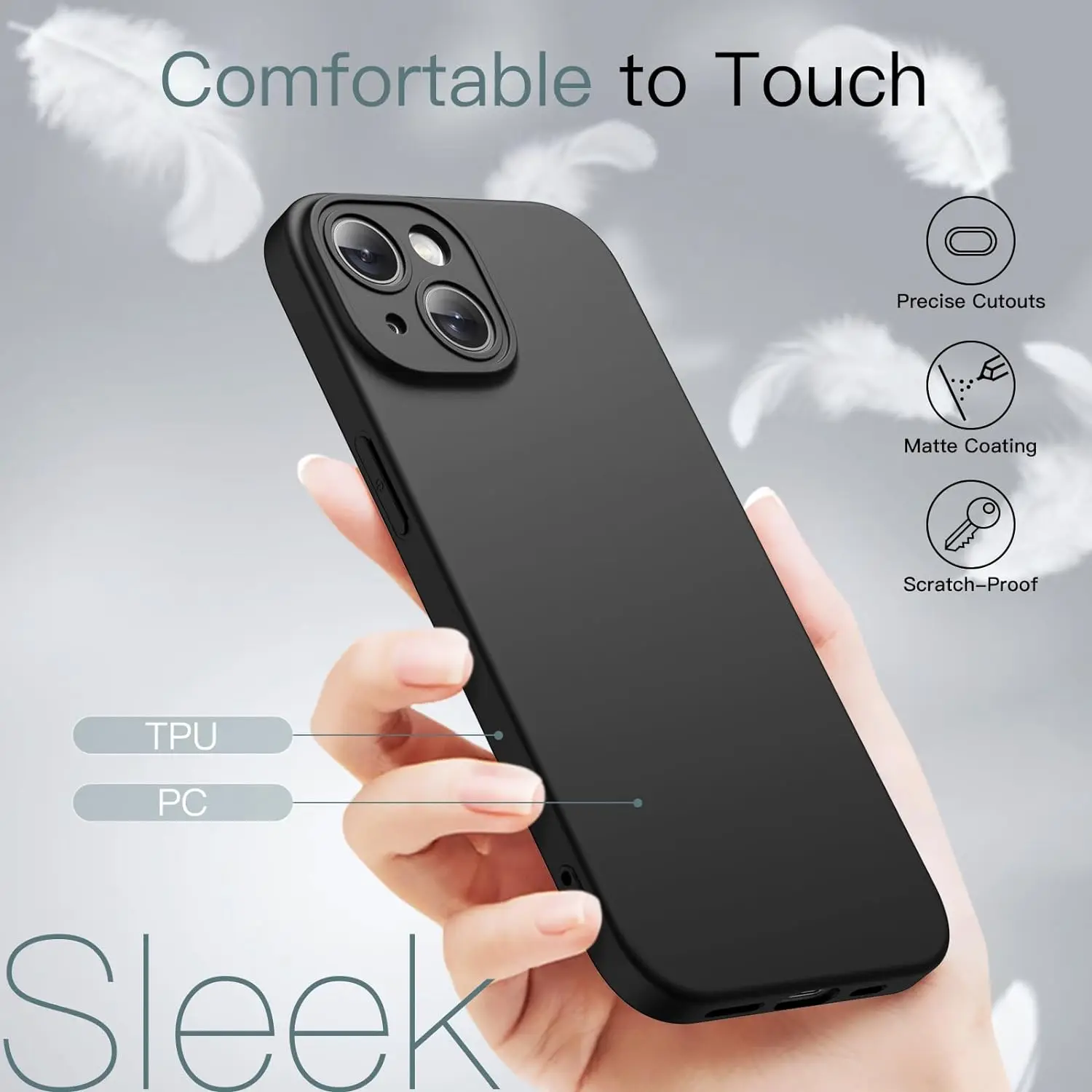 Luxury Matte Silicone Soft Case For iPhone 16 15 14 Plus 13 12 Mini 11 Pro Max Solid Black Back Cover Frosted Ultra Thin Shell