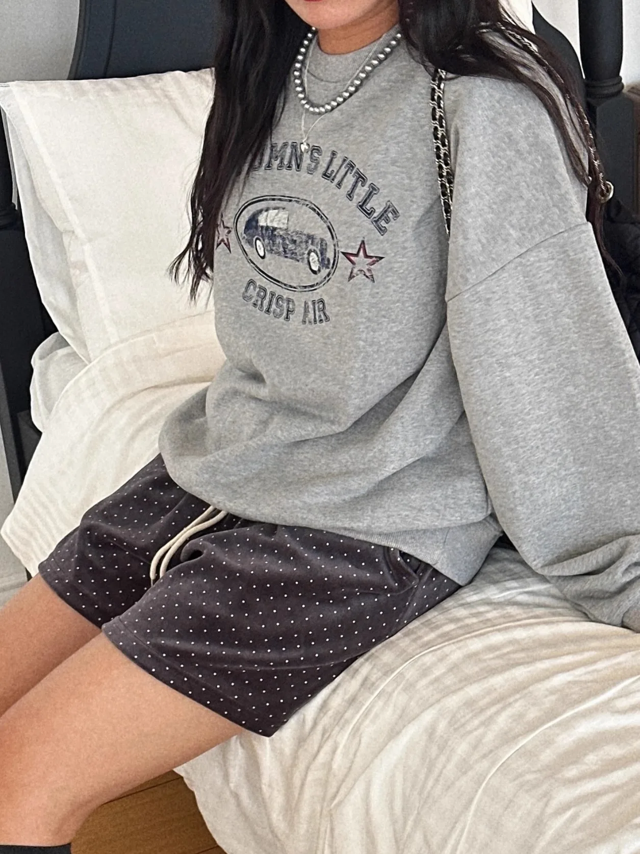 เสื้อฮู้ดผู้หญิงสไตล์เกาหลี แขนยาว คอกลม พิมพ์ลายรถสไตล์อเมริกันย้อนยุค สวมใส่สบาย