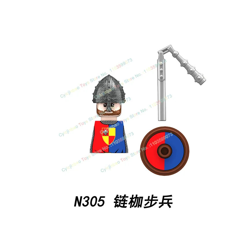 United Kingdom Rose War Knight Soldier Building Blocks Bricks Action Figures Accessories Head Weapon Kid Toys N305-308