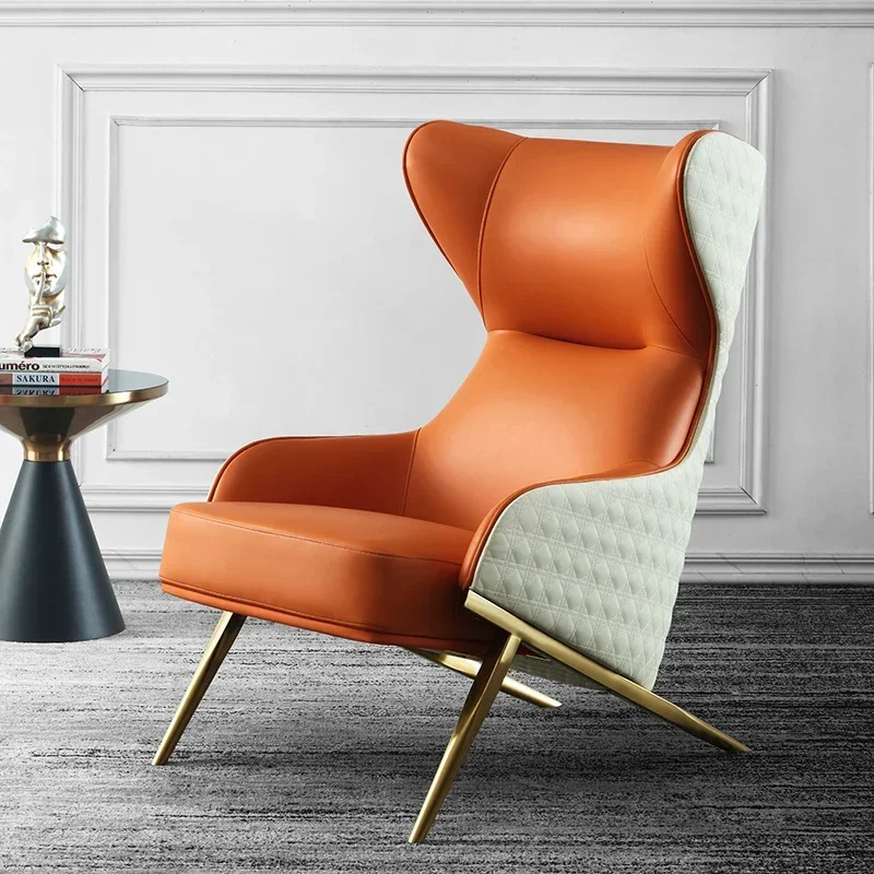 

Leather Modern Living Room Chairs Nordic Girl Accent Office Balcony Chairs Ergonomic Comfortable Bar Poltrona Home Furniture