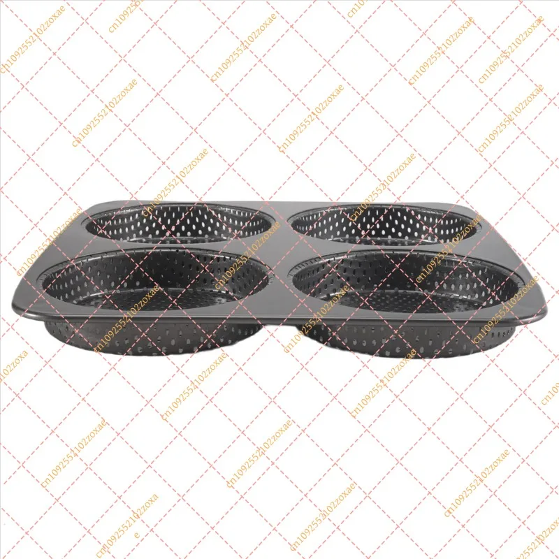 LF 5 Inch Non-Stick Carbon Steel Hamburger Bun Pan, 4 Cup Big Baking Mold for Homemade Buns