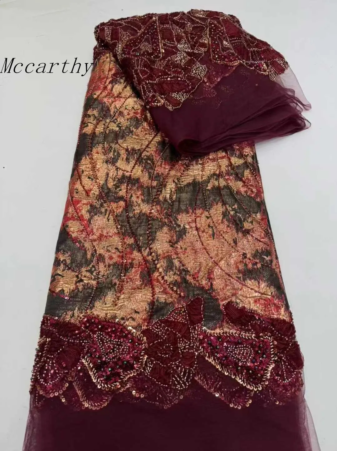 

Африканская тяжелая сетчатая кружевная ткань с бисером, французская кружевная ткань с блестками для невесты, 2026, роскошная нигерийская тюлевая кружевная ткань от кутюрного материала