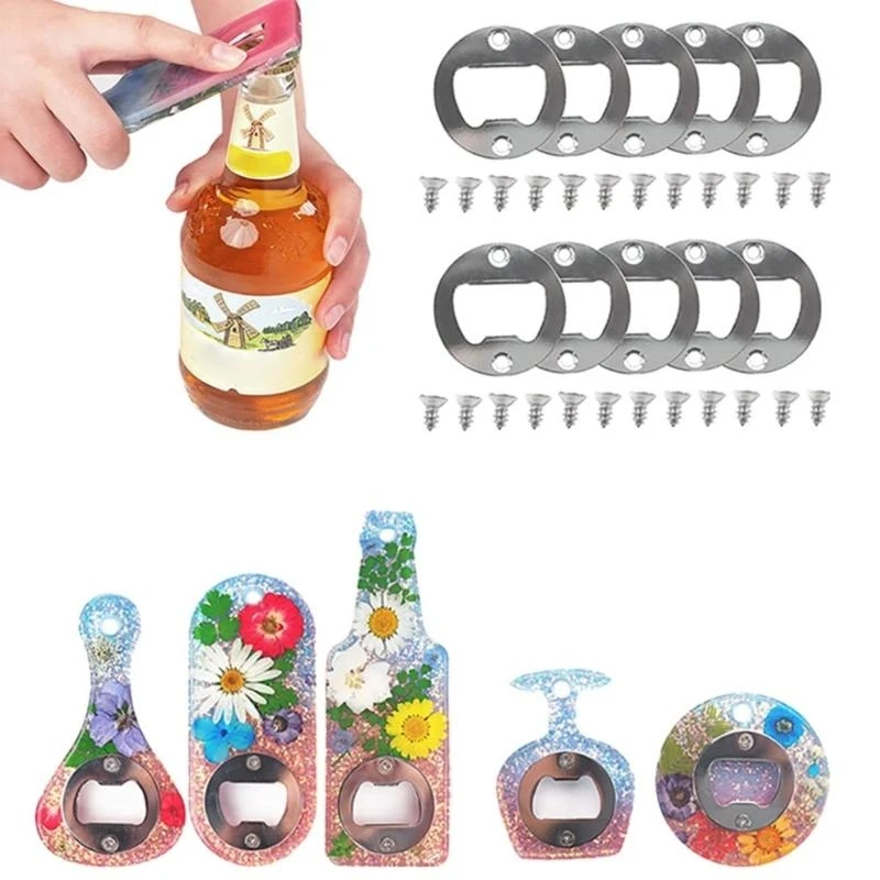 Packung mit 10 Chrom -Eisenflaschenöffnungen mit Schrauben und Schraubendreher -Bieröffnungszubehör Getränkebliederentfernung.