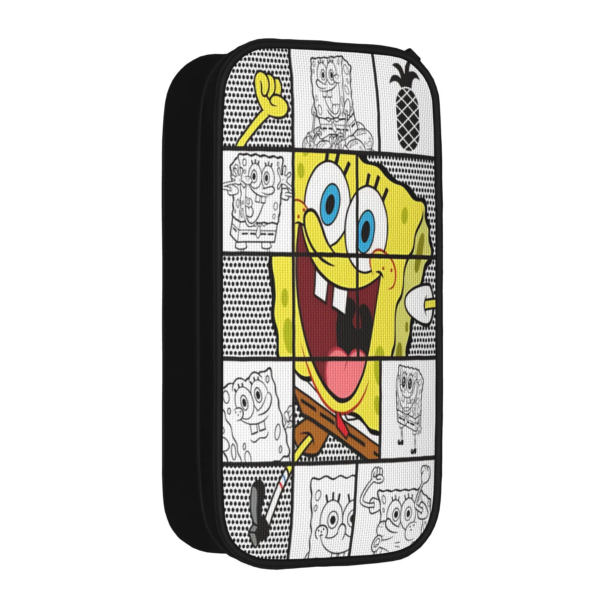 Astuccio S-Spongebobs con molteplici volti e ritratti, in tela, per ragazzo e ragazza, alla moda, grande capacità, per la scuola