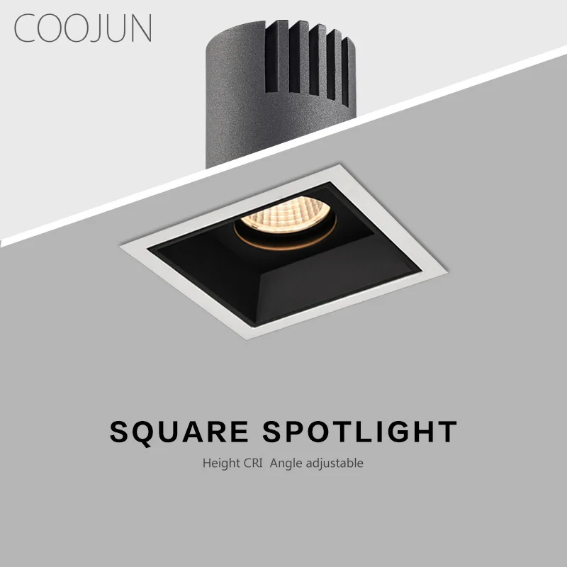 COOJUN LED Bold Light Embedded Square Single Double Headed Ceiling Lamp Anti-dazzling Adjustable Grille Lights Indoor Decoration