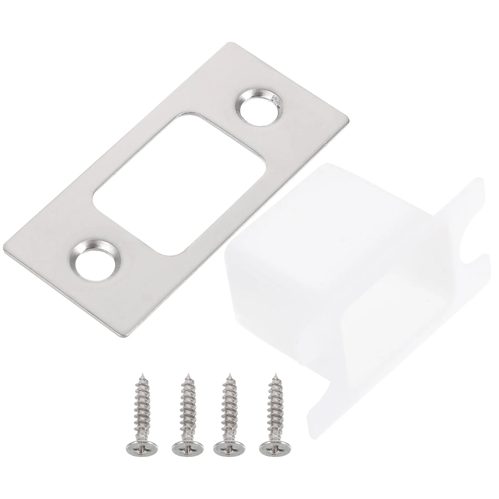 

4 set 4 Sets Door Lock Accessories Stainless Steel Strike Plates Exterior Reinforcement Kits Hole Covers Deadbolt Security Metal