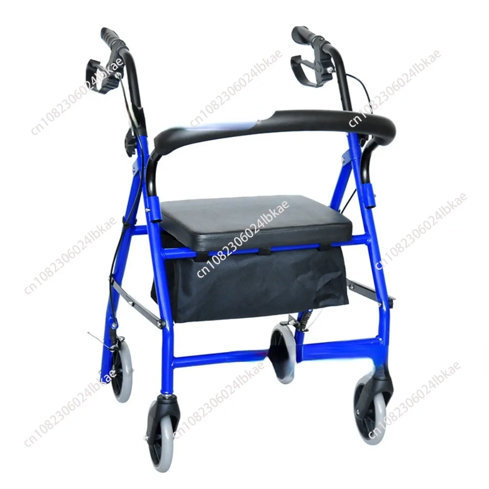 Wheelchair Seat Supplies for the Elderly Four-wheeler Trolley Walker Armrest Folding Lightweight