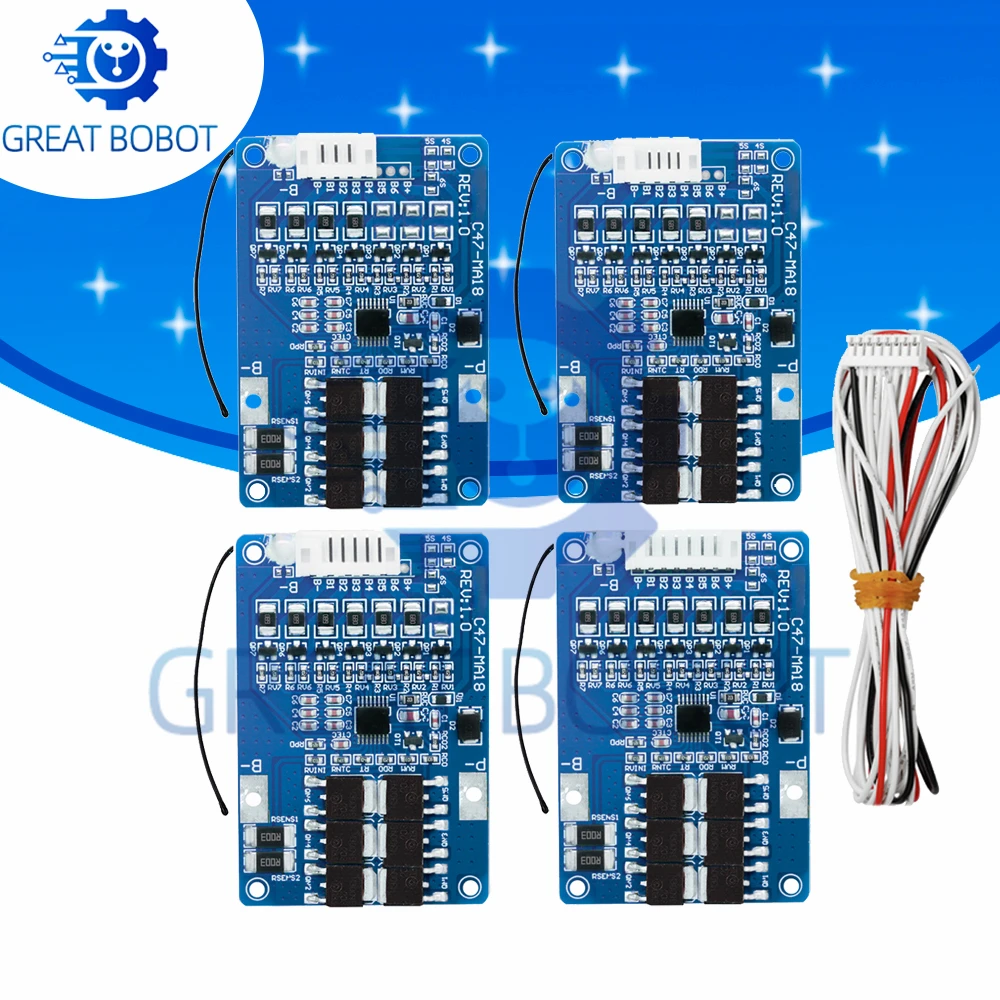 High-Stability 20A 4S-7S BMS Module for 18650 LMO/Ternary Lithium Battery 16.8V-21V with Balance & Temperature Protection