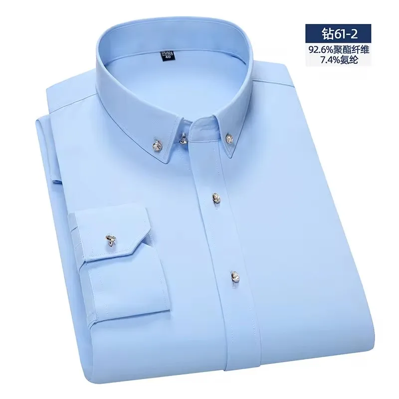 

5XL Men Shirts Long Sleeve Groom's Best Suit Shirt Men's Korean Style Diamond Button Work Shirts Men Long Sleeve Business Casual